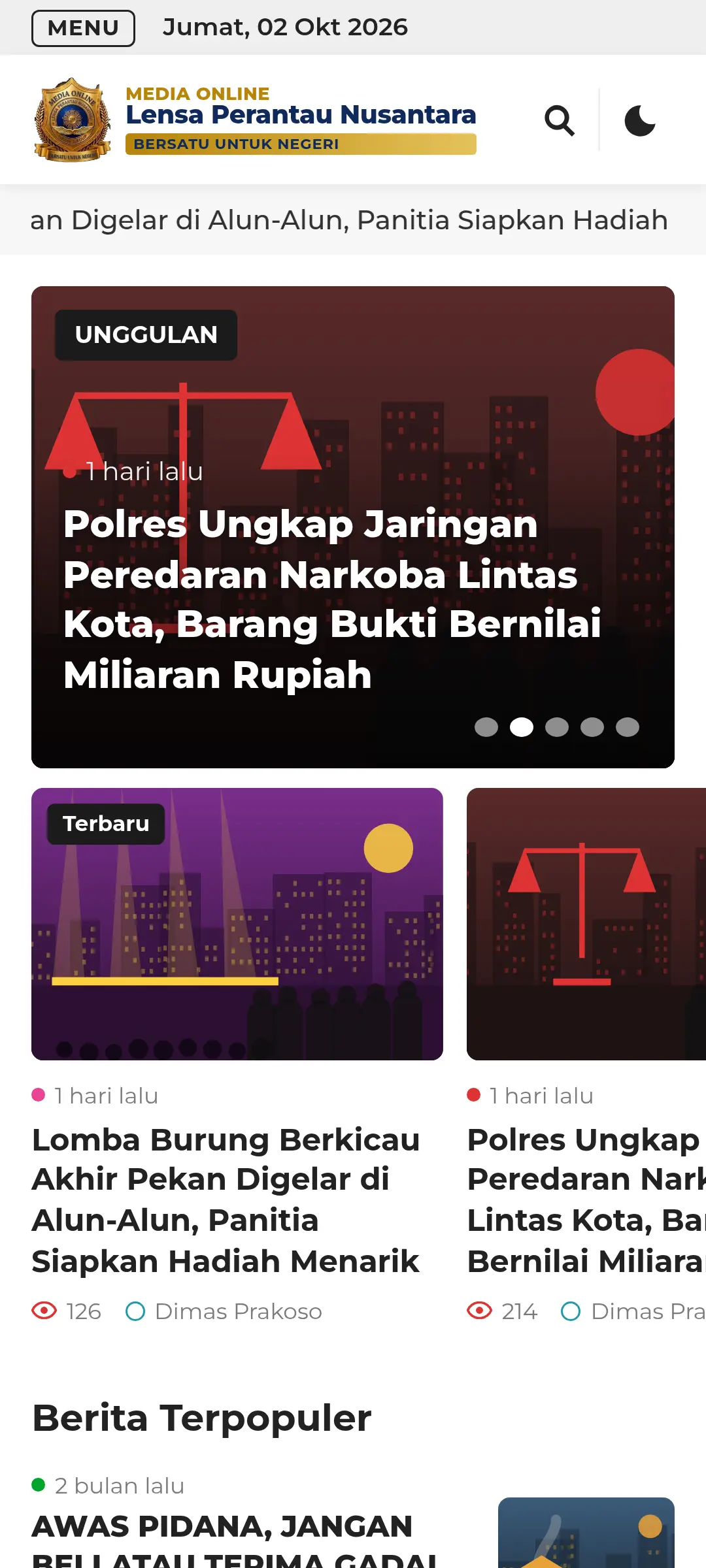 Tangkapan layar demo Lensa Perantau Nusantara