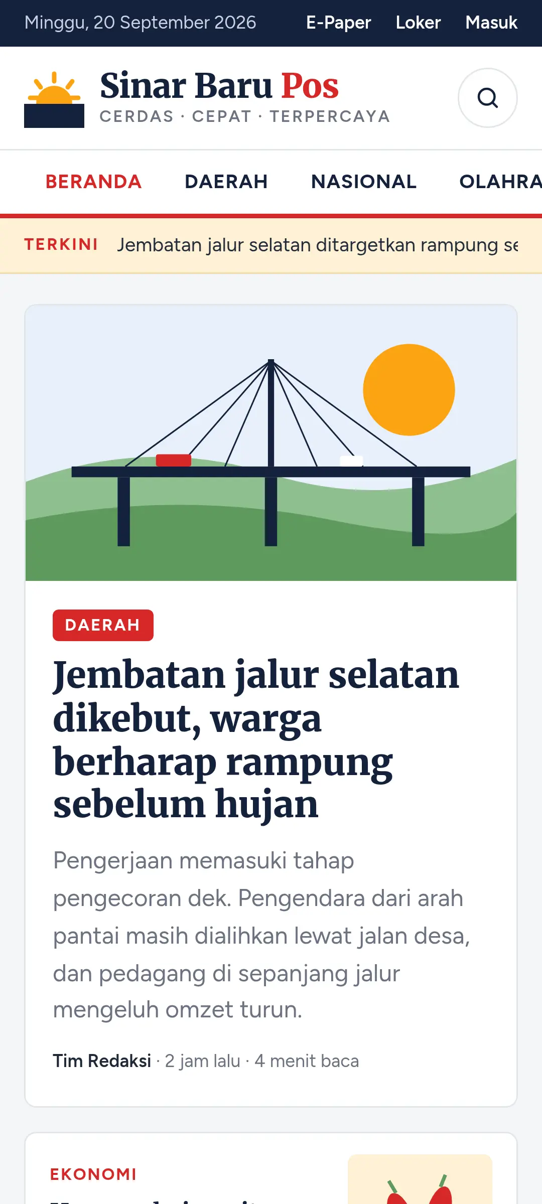Tangkapan layar demo Sinar Baru Pos